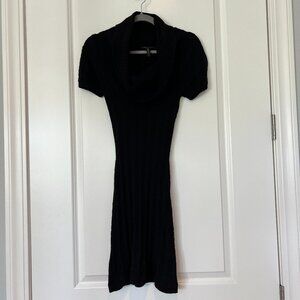 BCBG Max Azaria Cowl Neck Short Sleeve Sweater Dress Black NWOT